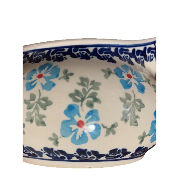 GravyBoat Handcrafted by Zaklady Boleslawiec in Poland- Pitcher Blue Flowers-331 - Picture 6 of 16